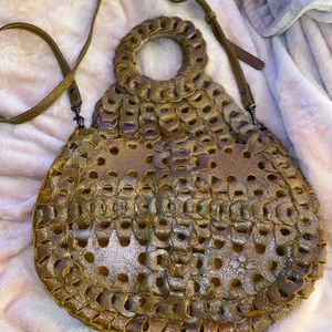 Patricia Nash Metallic pewter Pisticci shoulder bag 100% grain leather